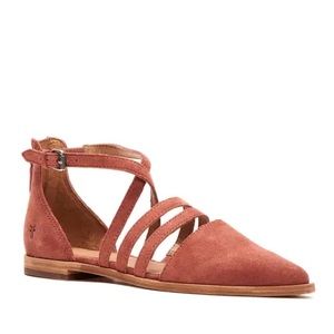 NWOT Frye Kenzie Moto Strappy Ballet Flats in Rose Size 6